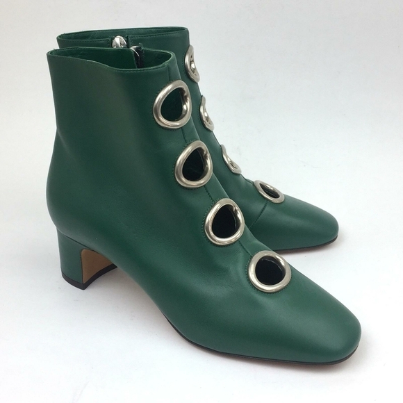 VALENTINO Eyelet Leather ankle bootie sz 6 - Picture 2 of 14